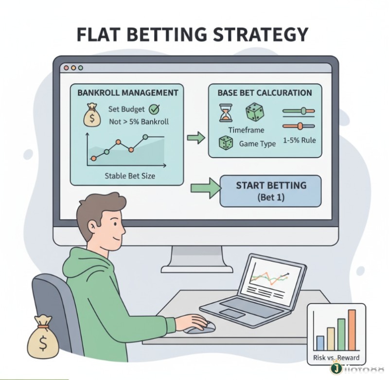 Người chơi xác định ngân sách cược (bankroll) và mức cược cơ bản (base bet) dựa trên quy mô ngân sách, thời gian chơi và loại hình game