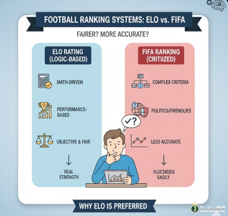 ELO Rating mang lại đánh giá công bằng và chính xác hơn, giúp nhận định đội tuyển dựa trên hiệu quả thi đấu thực tế