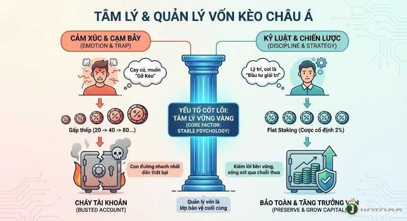 Đối chiếu hiệu quả tâm lý và quản lý vốn kèo Châu Á: từ gấp thếp dẫn đến cháy tài khoản đến Flat Staking 2% vốn