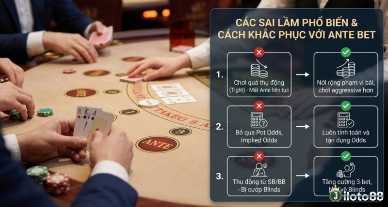 Checklist khắc phục 3 sai lầm phổ biến khi chơi Ante bet: mở rộng range, tận dụng odds và bảo vệ blinds