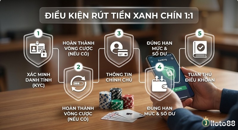 Checklist 5 điều kiện thiết yếu để rút tiền xanh chín 1:1 không trục trặc, từ xác minh danh tính đến tuân thủ điều khoản