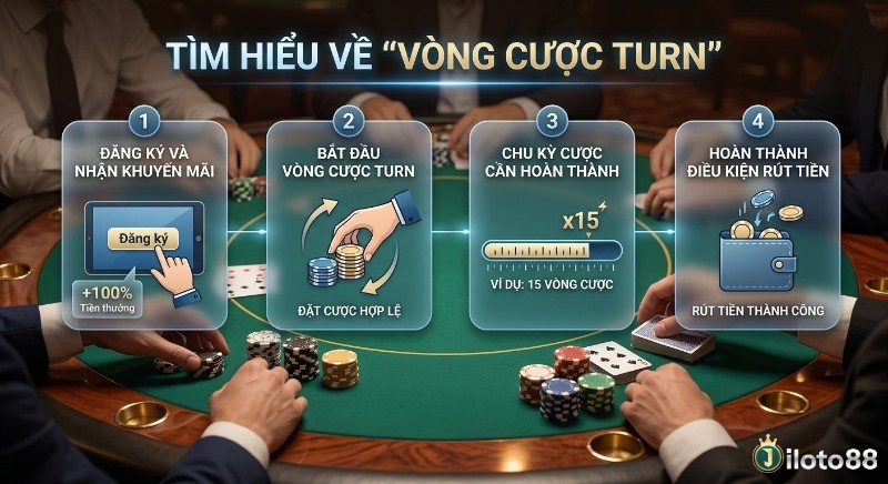 Quy trình 4 bước hiểu và hoàn thành vòng cược turn là gì nhận khuyến mãi, rút tiền, từ đăng ký đến đạt x15 chu kỳ