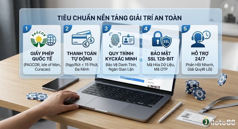 Checklist 5 tiêu chuẩn chọn nền tảng cá cược bóng đá là gì giải trí xanh chín bảo mật với giấy phép quốc tế, thanh toán tự động, KYC và hỗ trợ 24/7