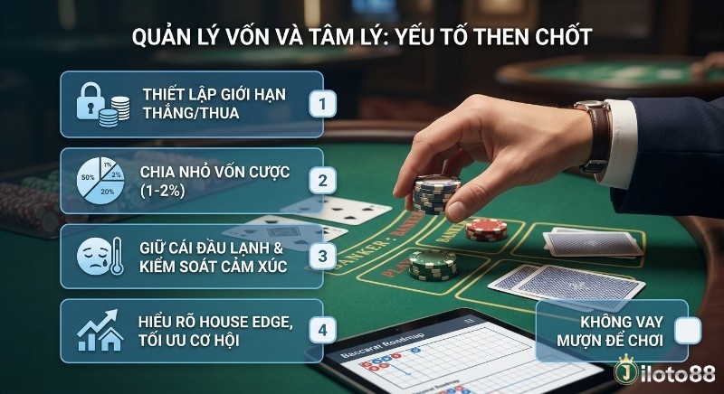Checklist 5 nguyên tắc quản lý vốn và tâm lý vững vàng, yếu tố then chốt khi soi cầu Baccarat, giúp tối ưu cơ hội