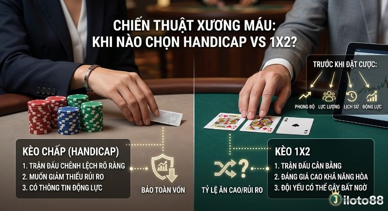 Hướng dẫn chiến thuật khi chọn kèo Handicap so với 1X2, dựa trên phân tích trận đấu, rủi ro và thông tin trước khi đặt cược