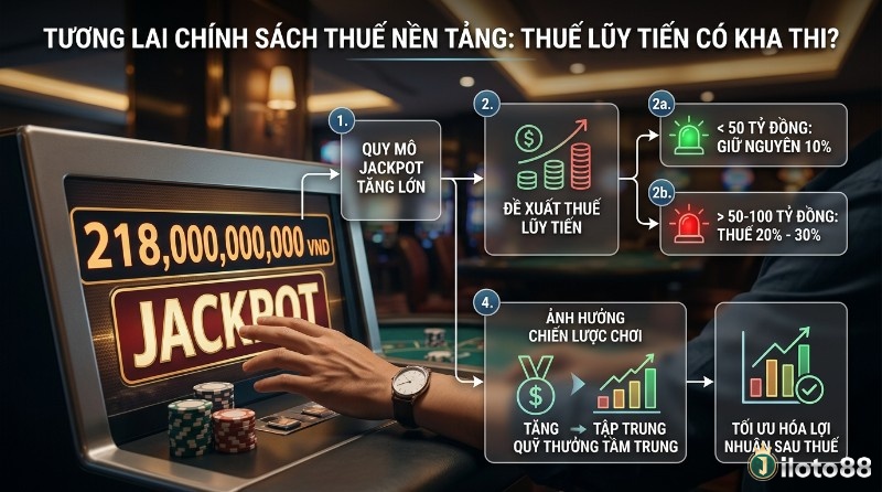 Chính sách thuế trúng thưởng Vietlott lũy tiến, cho jackpot lớn 218 tỷ VND, đề xuất thuế 20-30% trên 50-100 tỷ, tối ưu lợi nhuận sau thuế