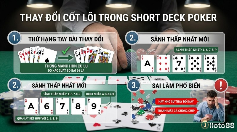 Bảng xếp hạng tay bài Short deck poker là gì: Thùng mạnh hơn Cù lũ, Sảnh thấp nhất A-6-7-8-9, tránh sai lầm mất chip
